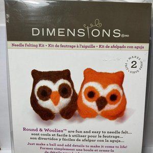 Dimensions Needle Felting Kit Round & Woolies Owls Craft Felt Kit 100% Wool